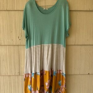 Colorblock Floral Dress